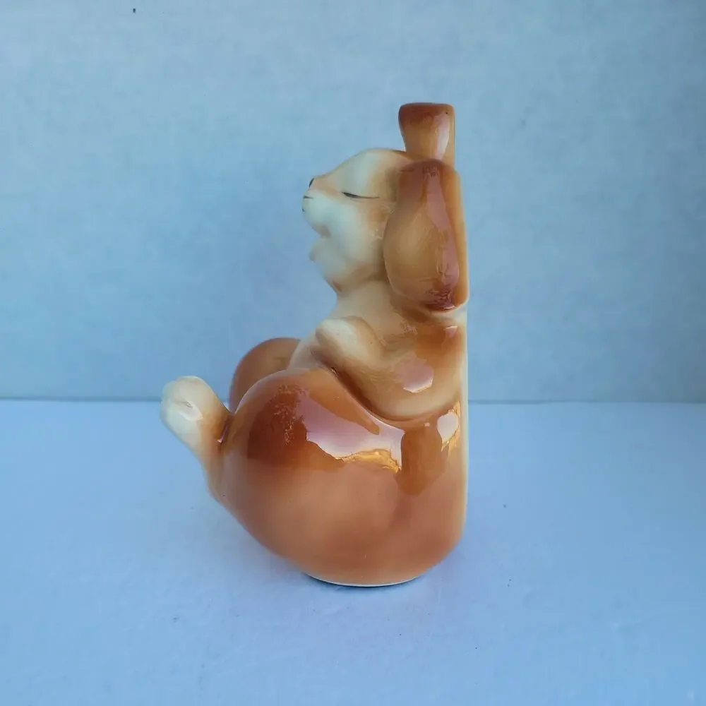 Vtg Quon Quon Brown Bunny Rabbit Ceramic Single Bookend, Kids, Nursery Decor